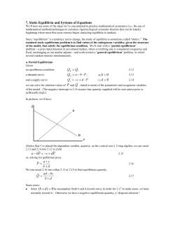 7. Static Equilibria and Systems of Equations 0, ba 0 ,dc Pdc Pba db