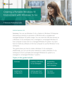 Creating a Windows To Go workspace - Center
