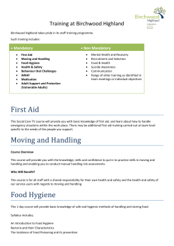 First Aid Moving and Handling Food Hygiene