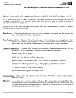 Supplier Response to Corrective Action Request