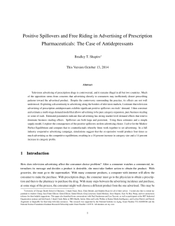 Positive Spillovers and Free Riding in Advertising of Prescription