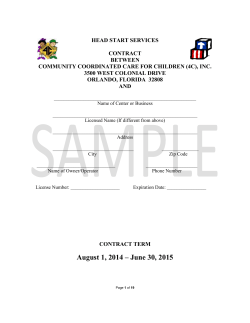 Early Head Start Services Contract Sample