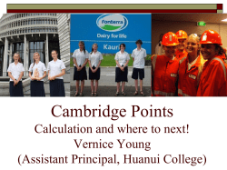 Cambridge Points Calculation and where to next! Vernice Young