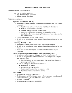 AP Statistics: Part 6 Exam Breakdown Exam breakdown: Chapters