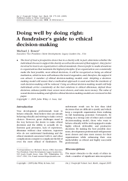 Doing well by doing right: A fundraiser`s guide to ethical