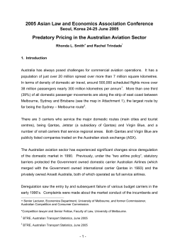 Predatory Pricing in the Australian Aviation Sector &ndash; Draft 1