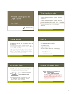 Artificial Intelligence 1: Logic agents