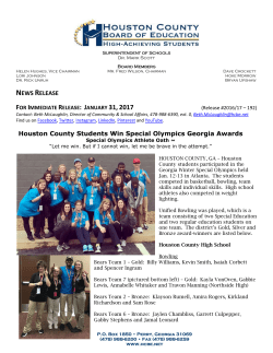 NEWS RELEASE Houston County Students Win Special Olympics