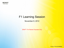 F1 Learning Session DRAFT