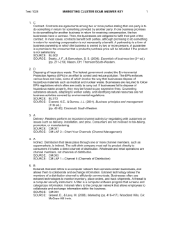 Test 1028 MARKETING CLUSTER EXAM ANSWER KEY 1. C