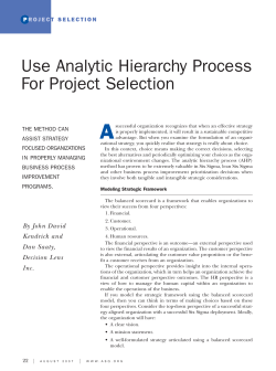 Use Analytic Hierarchy Process For Project Selection