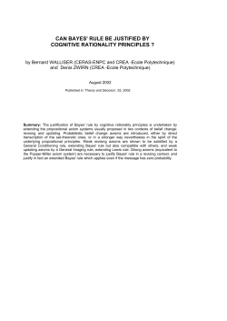 can bayes` rule be justified by cognitive rationality principles