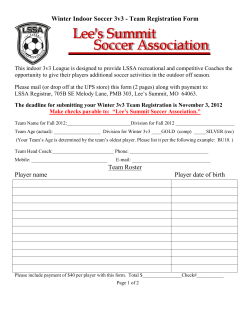 Winter Indoor Soccer 3v3 - Team Registration Form Team Roster