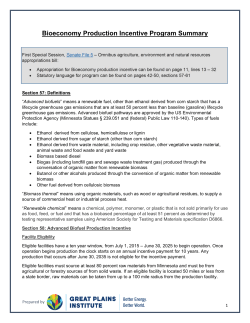 Bioeconomy Production Incentive Program Summary