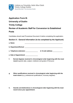 Application Form - Trinity College Dublin