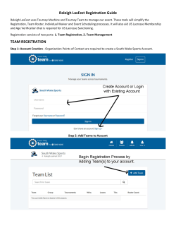 Raleigh LaxFest Registration Guide TEAM REGISTRATION
