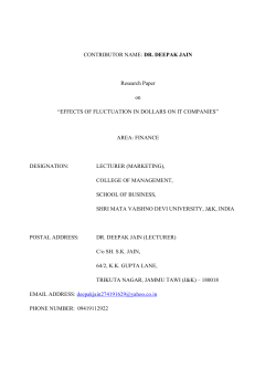 Effects of Fluctuation in Dollars on IT Companies Dr. Deepak Jain
