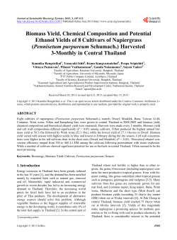 Biomass Yield, Chemical Composition and Potential Ethanol Yields