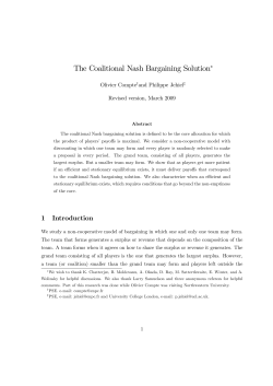 The Coalitional Nash Bargaining Solution&lowast;