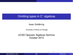 Omitting types in C* algebras, given at the UCSD
