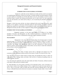 Managerial Economics and Financial Analysis