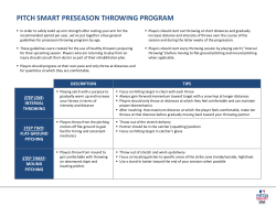 Pitch Smart Preseason Throwing Program Overview
