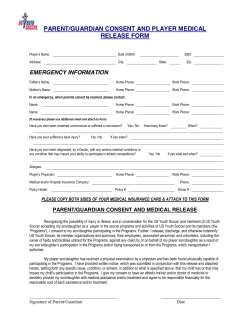 parent/guardian consent and player medical release form