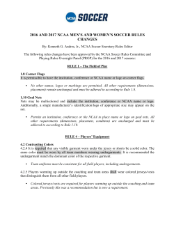 2016 and 2017 ncaa men`s and women`s soccer rules