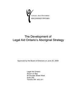 The Development of Legal Aid Ontario`s Aboriginal Strategy