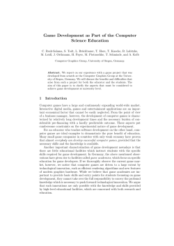 Game Development as Part of the Computer Science Education