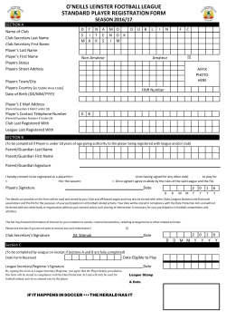 Club Secretary Last Name Club Secretary First Name Player`s Last