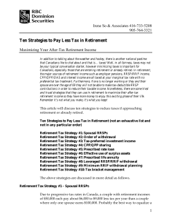 Ten Strategies to Pay Less Tax in Retirement