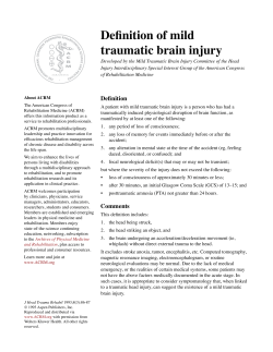 Definition of mild traumatic brain injury