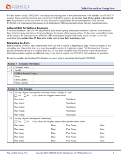 COBRA Plan and Rate Change Form Use this form to notify
