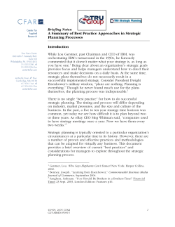 A Summary of Best Practice Approaches in Strategic Planning
