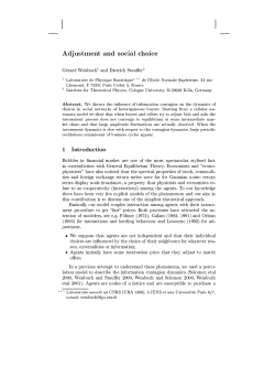 Adjustment and social choice G &eacute;erard Weisbuch1 and Dietrich