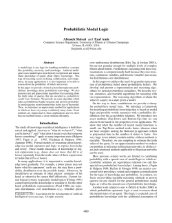 Probabilistic Modal Logic - Association for the Advancement of