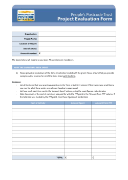Organisation: Project Name: Location of Project: Date of Award