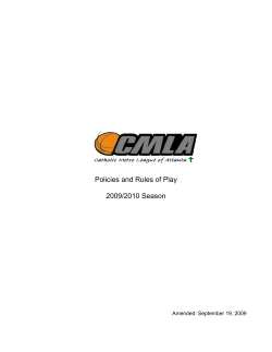 Policies and Rules of Play 2009/2010 Season