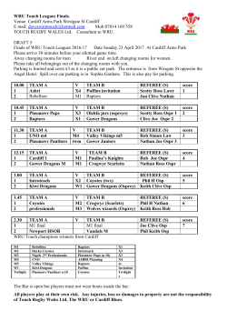 Finals at Cardiff Arms Park Sunday 23 April 2017