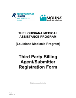 Third Party Billing Agent/Submitter Registration Form
