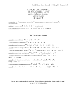 Axioms of the Reals, Vector Spaces, Etc.