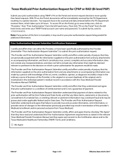 Texas Medicaid Prior Authorization Request for CPAP or RAD (Bi