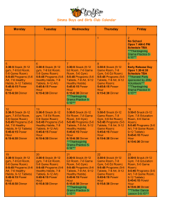 Simms Boys and Girls Club Calendar