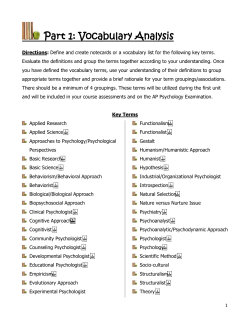 Part 1: Vocabulary Analysis