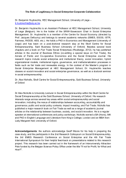 The Role of Legitimacy in Social Enterprise