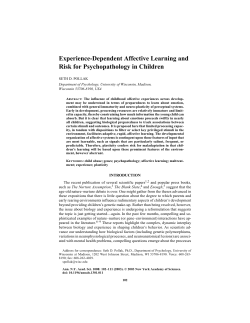 Experience Dependent Affective Learning and