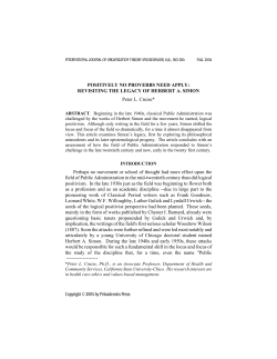 REVISITING THE LEGACY OF HERBERT A. SIMON Peter L. Cruise