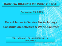 BARODA BRANCH OF WIRC OF ICAI Recent Issues in Service Tax