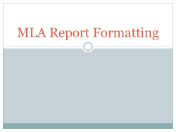 MLA Report Formatting